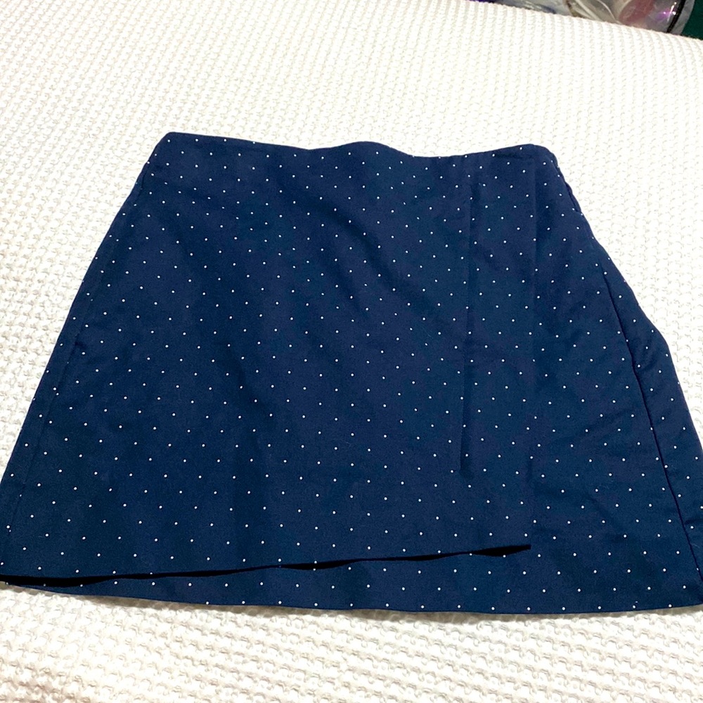 GAP 4P Navy Blue White Pokka Dot Zipper Skirt. NWT. Never Used. Pre-washed